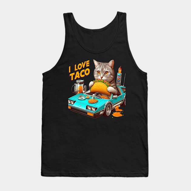 Feline Fiesta I love Taco Tank Top by coollooks